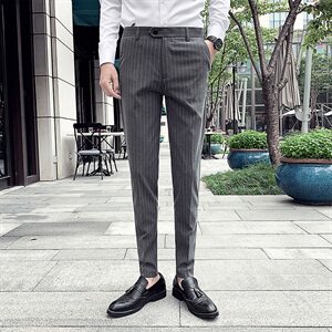 A450-ZD90 春夏英伦条纹休闲西裤长裤发型师图片