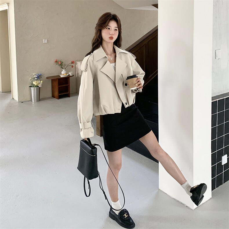 现货2025春季短款风衣2513P145控218,女装风衣,2C201