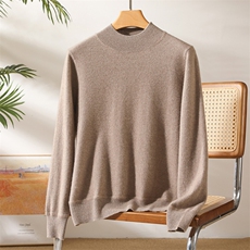 2025秋冬百搭时尚简约平面半高领针织衫，男装羊绒套衫，澳坤羊绒
