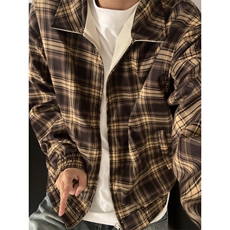 【有货】卡其色两面穿外套男款春秋高级感格子夹克JK941LL-特P75，男装夹克，星座1007（原301D）