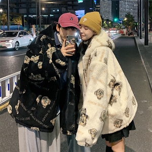 情侣装男士羊羔毛小熊棉衣宽松潮牌棉服棉袄 A071-1001-P110图片