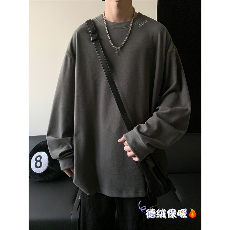 德绒长袖T恤潮流高领内搭高级感宽松打底衫TC1050-P21【特价】,男装T恤,电商A007