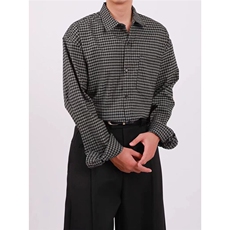 春夏季休闲格纹通勤长袖衬衫男百搭宽松复古慵懒衬衣潮流CSZ388，男装衬衫，星座516A