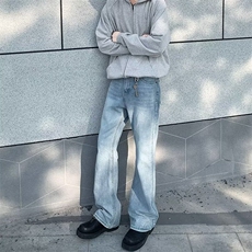 美式复古微喇矮个子显高洗水浅蓝牛仔裤NZD707，男装牛仔裤，星座516A