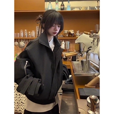 美式翻领夹克男款春秋设计感工装外套解构短款棒球服LJK5066-P75，男装夹克，星座1008