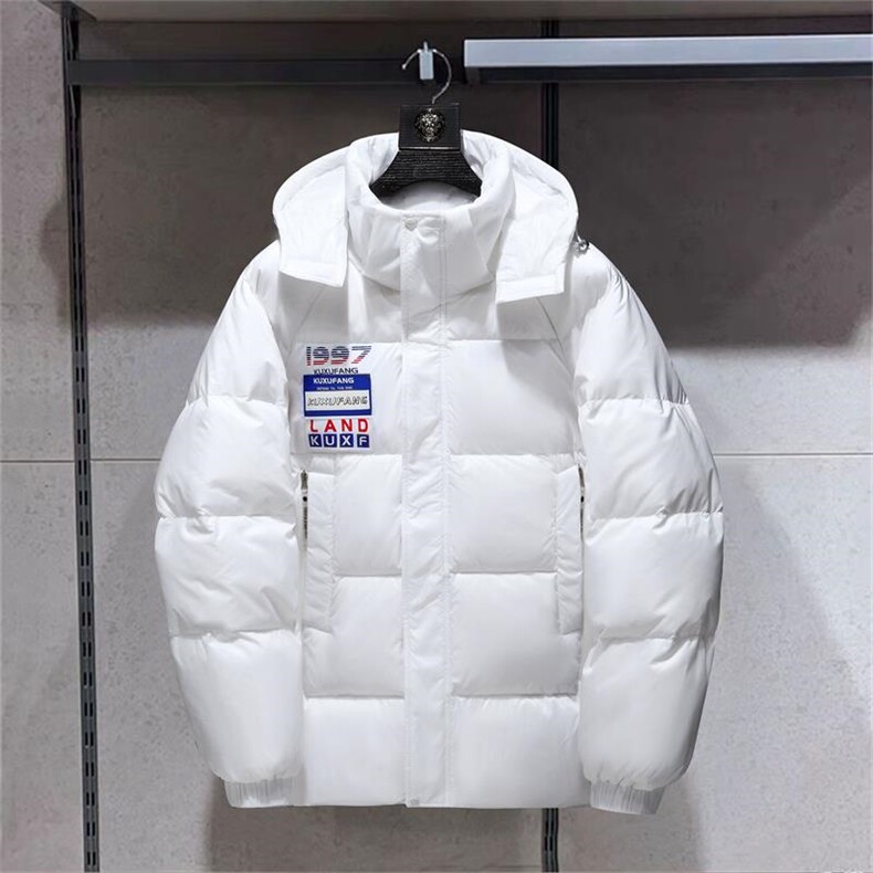 经典三条杠连帽短款时尚韩版白鸭绒羽绒服外穿学生情侣班服,男装羽绒服,星座301D-5(原星座1415）