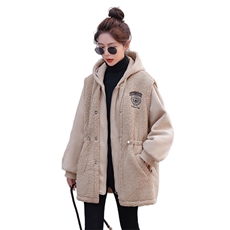 颗粒绒外套女2022冬季新款女装韩版时尚休闲保暖加厚仿羊羔毛外套，女装羊羔毛/颗粒绒，慧尚依恋