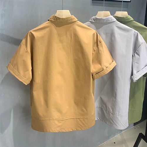 夏季短袖衬衫男士工装大码潮牌宽松半袖PL02P32，男装衬衫，星座1116-2