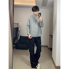 网图现货美式宽松立领半拉链毛衣男M9201特P60，男装针织衫/毛衣，星座205-3