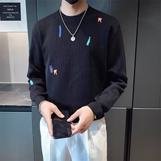 高品质刺绣毛衣男款潮牌内搭针织打底衫男士高端上衣M872，男装T恤，星座1116A-2（原606A-1）