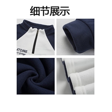 摇粒绒拼接半拉链长袖保暖卫衣训练跑步健身内搭25XW99557特批45，男装棉衣，电商A042