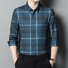 2023春秋男士高档无痕免烫长袖翻领衬衫男时尚商务衬衣HM8219-P85，男装衬衫，星座1105-3