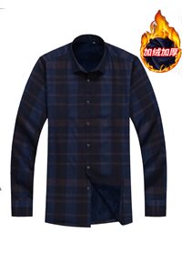 2020冬新款格子加绒保暖衬衫男士加厚衬衣加肥大码XL-9XL 1510P95图片