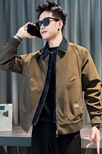 J9299-P118控158春秋季男假两件叠穿牛仔拼接外套2025新款男装上图片
