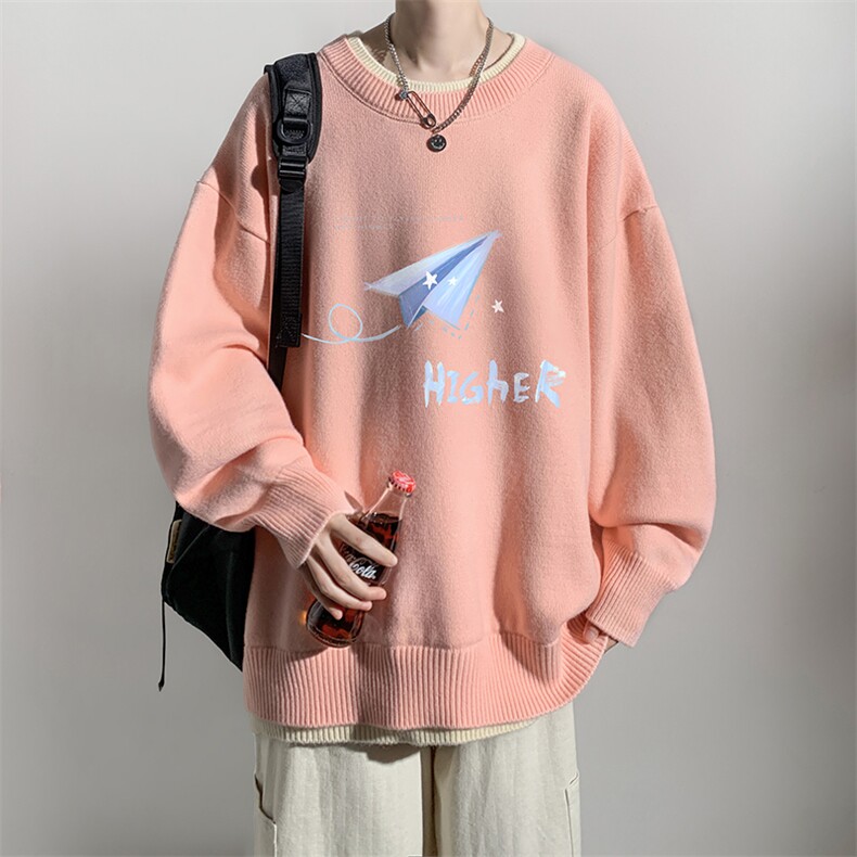 控78假两件毛衣男大码加绒针织衫男毛线衣M80270-P55加绒P70,男装针织衫/毛衣,电商A040