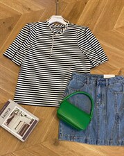 2022夏季新款条纹T恤，女装T恤，Bella(2F)