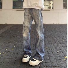 美式高街牛仔裤男韩版潮流修身帅百搭2025夏季ins长裤RK2871-P66，男装牛仔裤，星座412-3
