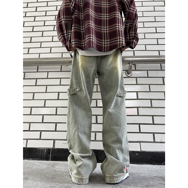 XZ612-K685-P65控88立体裁剪解构美式高街黄泥蓝牛仔裤男女1,男装牛仔裤,星座612