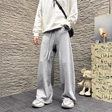 灰色男士时尚百搭直筒裤宽松韩版弯刀裤休闲裤，男装休闲裤，四季星座505