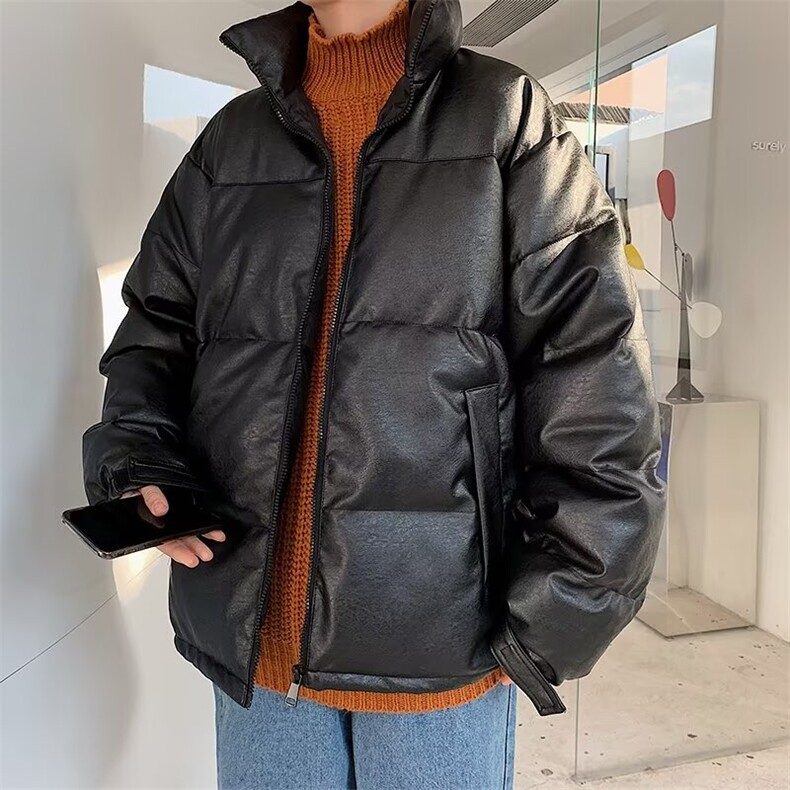 机车风亮面皮衣男短款面包服ND14P80,男装皮衣,星座1116-2