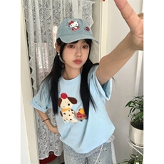 【有货】BK906CC-特P28贴布小狗刺绣情侣短袖T恤男女，男装T恤，星座1007（原301D）