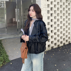 甜酷风黑色皮衣短外套女春秋2025新款爆款高级感PU夹克松弛感减龄图片