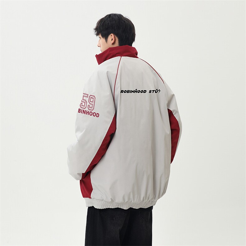 港风美式字母印花拼色立领保暖棉服外套男XZ213-MF08-P08控148,男装棉衣,星座213