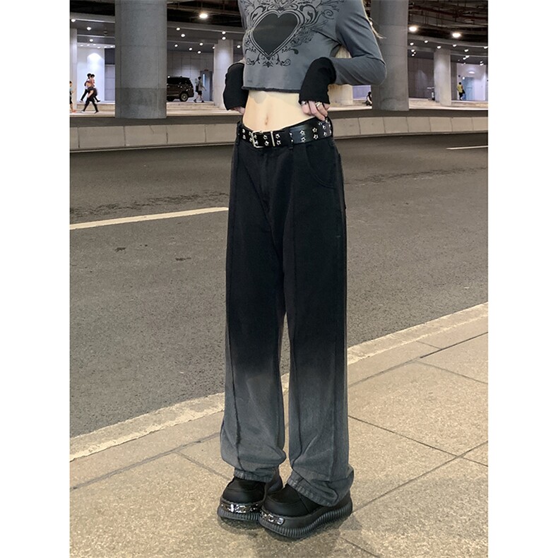 美式hiphop渐变色牛仔裤宽松休闲直筒长裤K619TP45控75,男装牛仔裤,电商A102B