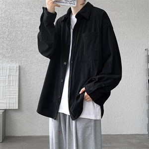 8XL-M灯芯绒衬衫特大码复古秋冬翻领长袖上衣纯色外套CS9001/P58图片