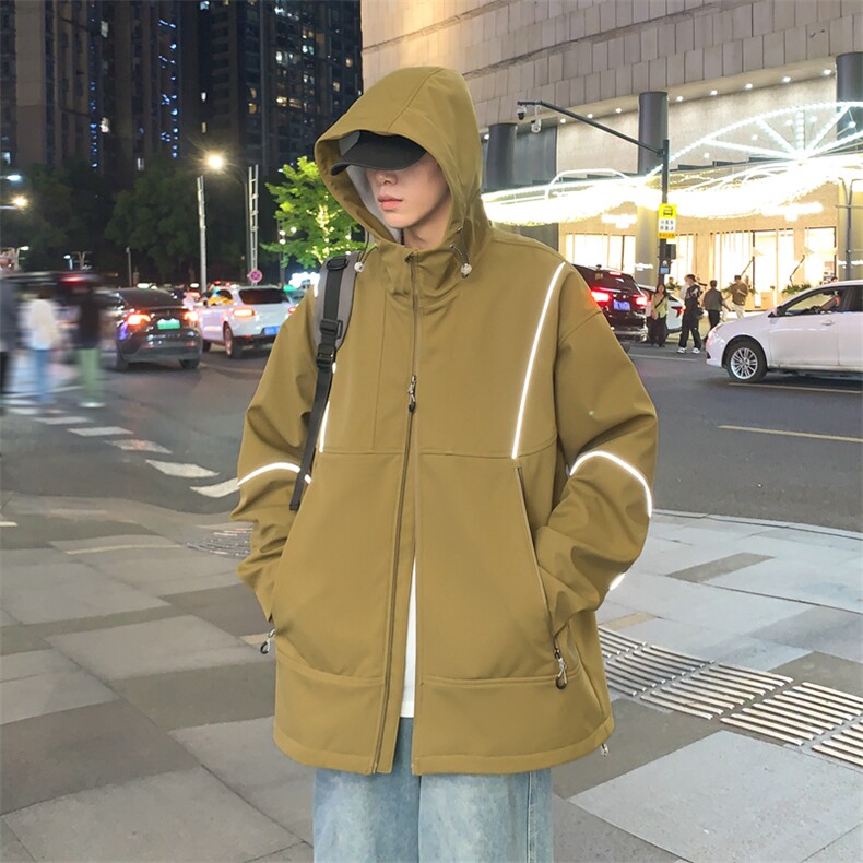 潮牌反光防水外套秋冬款户外软壳冲锋衣夹克JK0222-P93,男装夹克,星座308B-2