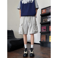 8XL-M特大码冰丝短裤男五分裤褶皱休闲裤工装中裤DK1504P45控68，男装牛仔裤，电商D206-1