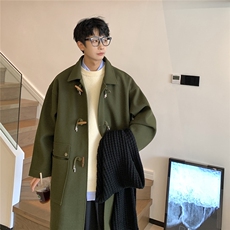 秋冬情侣装中长款毛呢大衣男女牛角扣风衣潮外套812-1-2206-P128，男装风衣，星座812