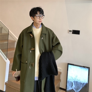 秋冬情侣装中长款毛呢大衣男女牛角扣风衣潮外套812-1-2206-P128图片