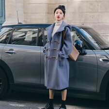 大货已出2020冬季新款牛角扣毛呢外套8605-7092（），女装毛呢外套，浙宝225