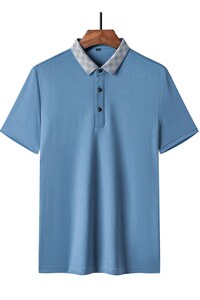 polo衫男2023新款夏季纯色翻领短袖套头衫T恤中青年男士打底上衣图片