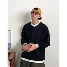 假两件拼接肌理感纹理秋冬潮流设计感圆领卫衣男重磅长袖上衣内搭，男装卫衣，星座506A