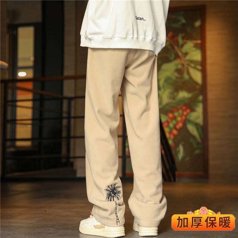 潮美式椰树刺绣直筒裤设计感加厚宽松百搭长裤A061-EX50186-P60,男装休闲裤,电商A061