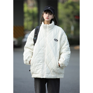 菱形格棉服外套 W1858 P105 控138图片