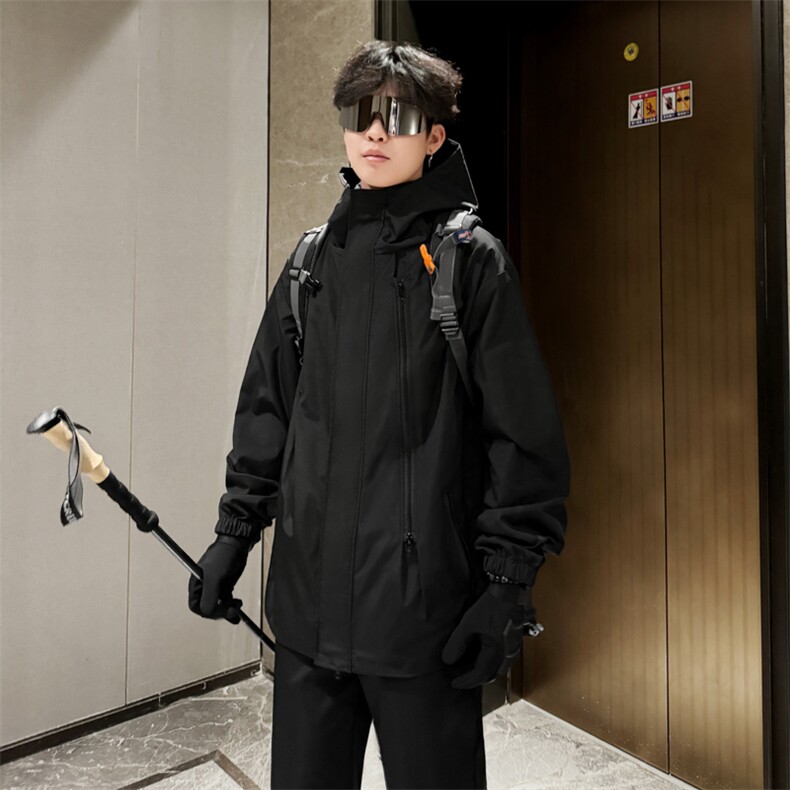 连帽冲锋衣男宽松夹克男装纯色青年外套户外防水A266-JK8018-P45,男装夹克,电商A266
