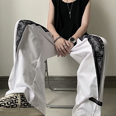 高街嘻哈腰果花拼接休闲裤男女宽松直筒运动长裤情侣潮牌1253-p32，男装休闲裤，星座1008