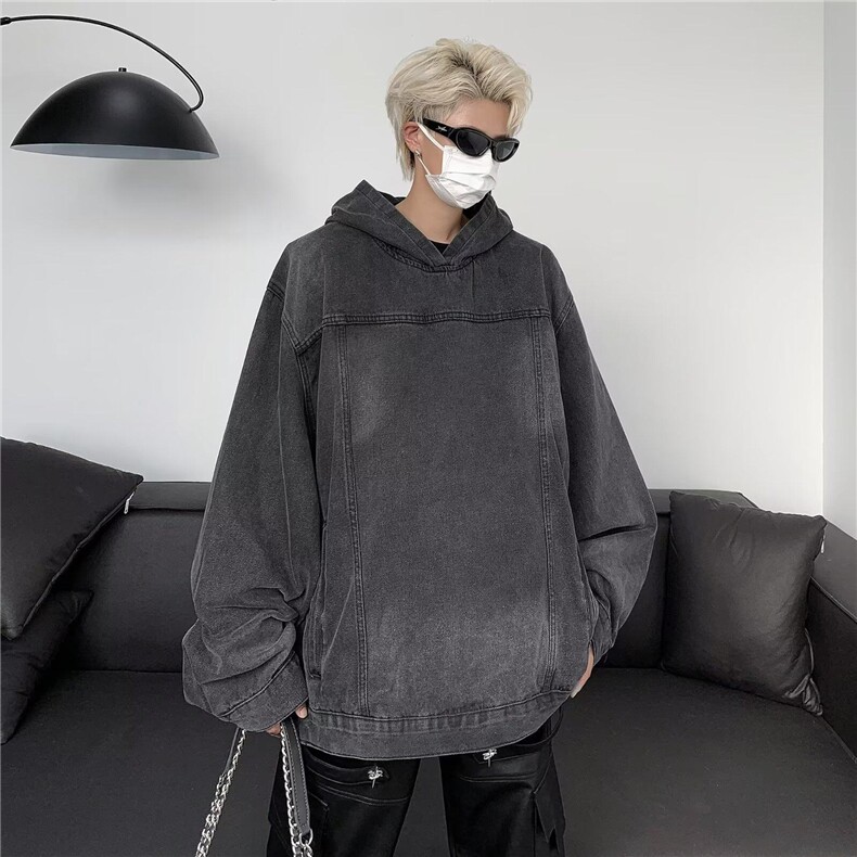-JK605-春季美式街头ins潮牌水洗做旧宽松复古痞帅牛仔帽衫,男装工装外套,星座1002-2