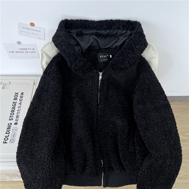 美式复古羊羔毛棉衣男冬季潮加厚慵懒风毛毛棉服痞帅保暖情侣外套图片