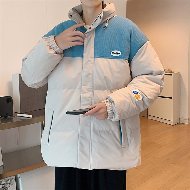新款男百搭设计感纯色情侣港风棉衣M063-P90控148,男装棉衣,星座717
