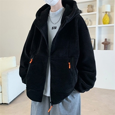 支持二开秋冬颗粒绒外套男女纯色连帽加绒加厚羊羔绒棉衣931-P110，男装棉衣，电商A441