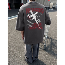 纯棉印花T恤XT5541-TP25控价38港风潮流青少年宽松百搭短袖T恤，男装T恤，电商A102-1