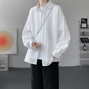 8XL-M泡泡纱盐缩肌理长袖衬衫男春季冰丝外套防晒衬衣CS29007P40图片