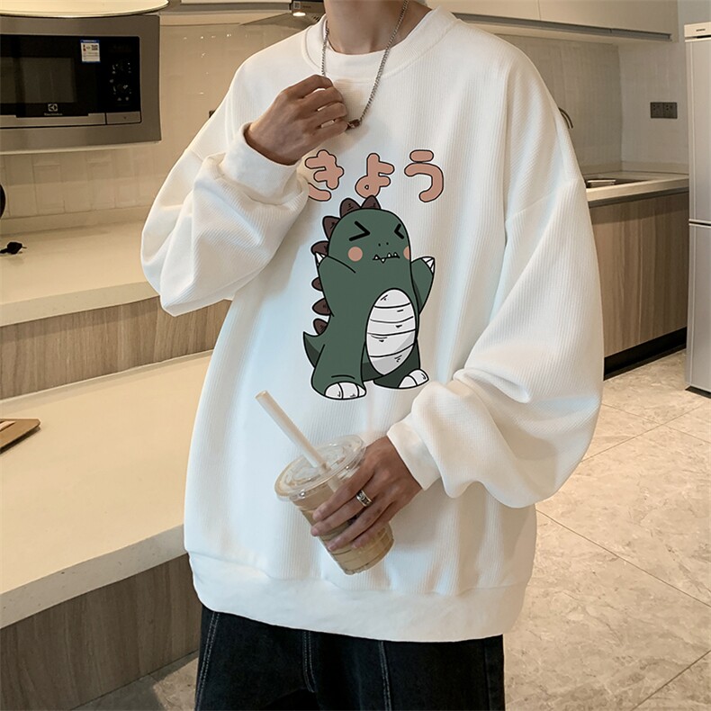 华夫格卫衣圆领卫衣男大码长袖t恤男外套 HW76037-P30加绒款-P40图片