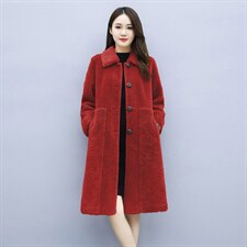 2022秋冬韩版中长颗粒绒时尚气质100%毛外套女皮毛一体图片