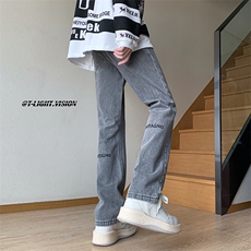 B221美式ins高街小众百搭字母刺绣小脚牛仔裤LK23036-P60控78，男装牛仔裤，电商B221