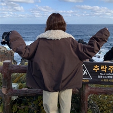 咖色韩系复古翻领羽绒服外套女冬季新款小个子90白鸭绒加厚夹克潮，女装棉衣/棉服，2C326